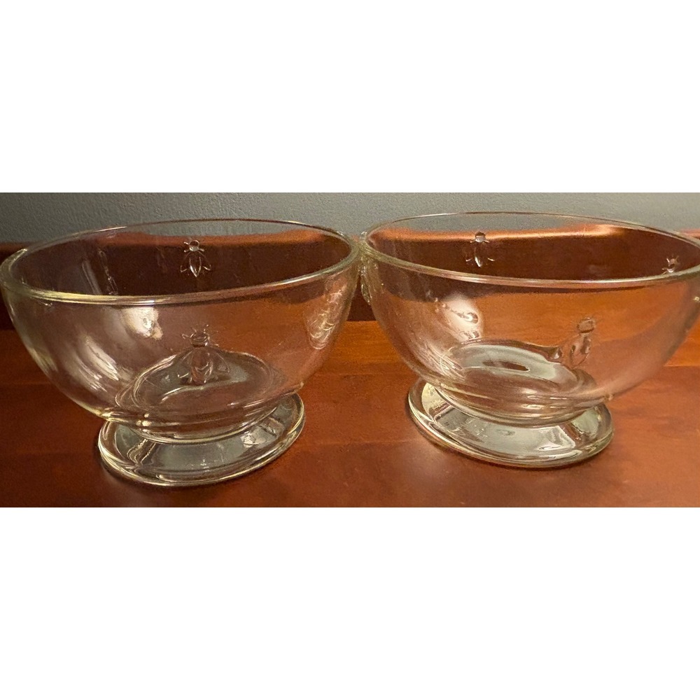 La Rochere Napoleon Bee Glass Footed Dessert Bowls Set of 2 Clear Made in France